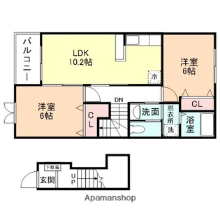 FIFTY−FIFTYB棟【202号室】の間取り