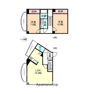 ヴィベール磯部【3階】の間取り