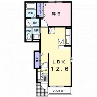 ソレイユB【1階】の間取り