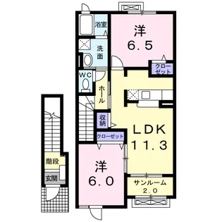 ブライトブルックC【2階】の間取り