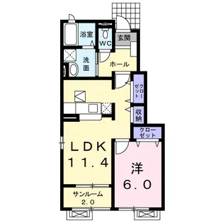フルールスB【1階】の間取り