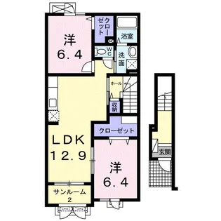 メゾンソレイユ【2階】の間取り