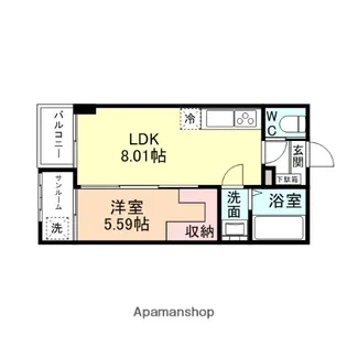 グランスイート五福【106号室】の間取り