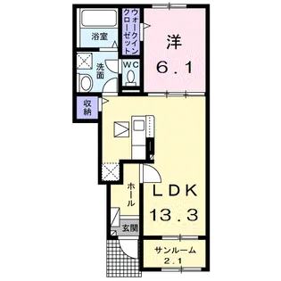 ベルフラワーA【1階】の間取り