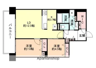サーパス安野屋スクエアガーデン【7階】の間取り