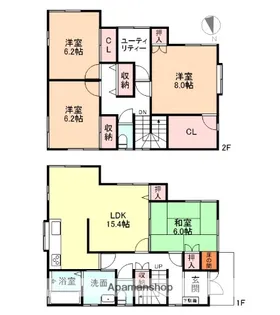 富山県富山市奥田双葉町【一戸建】の間取り
