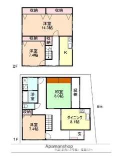 富山県魚津市新角川1丁目【一戸建】の間取り