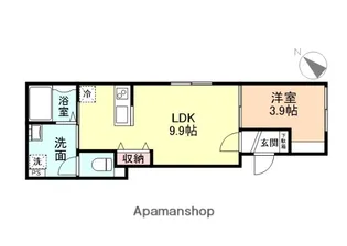クロスシーズン五福A棟【105号室】の間取り