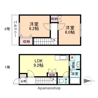 富山県富山市向新庄【テラスハウス】の間取り