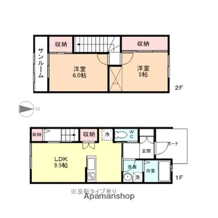 富山県富山市西荒屋【テラスハウス】の間取り