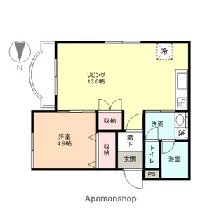 1LDKの間取り画像