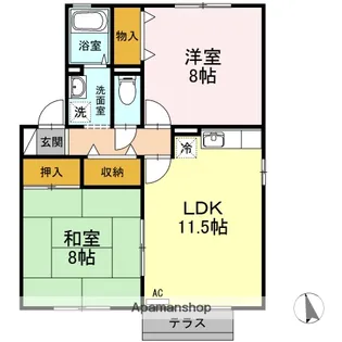 セジュールアウル【101号室】の間取り