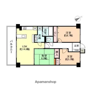 信開ガーデンコート高岡【5階】の間取り