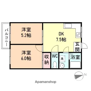 コーポオアシスⅠ【202号室】の間取り