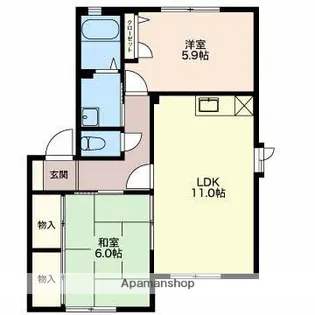 ディアスとなみⅡB【1階】の間取り