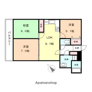 スカイコートモリ【405号室】の間取り