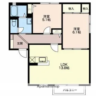 シャーメゾン枇杷B【1階】の間取り