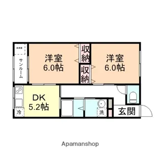 クラフトハウス野村A棟・B棟【B103号室】の間取り