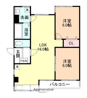グランドハイツ木舟【203号室】の間取り