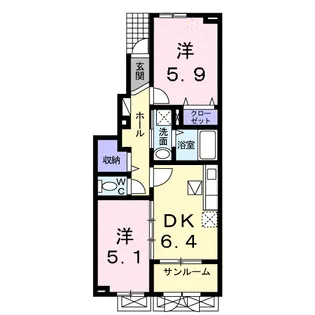 アッシュ 2【1階】の間取り
