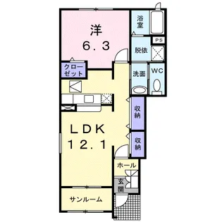 ル・クールA【1階】の間取り