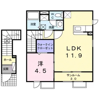 カーサ ジェルミナ【2階】の間取り