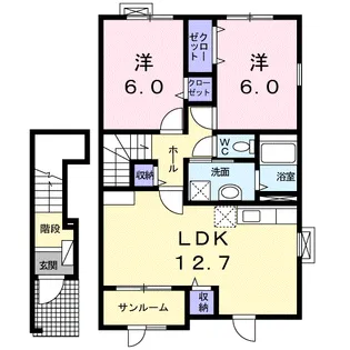 スパシアス W【2階】の間取り