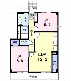 シェル・フルーヴB【1階】の間取り