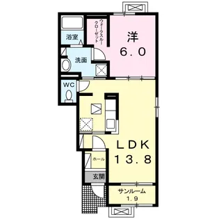 ソレイユ福岡 A【1階】の間取り