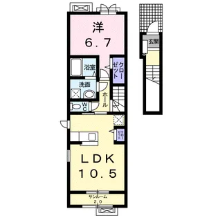サンシャイン・ホップ Ⅱ【2階】の間取り