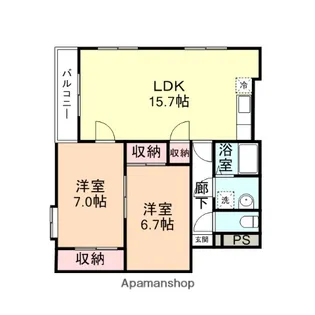 サンライズ氷見【401号室】の間取り