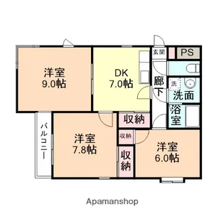 サンライズ氷見【305号室】の間取り