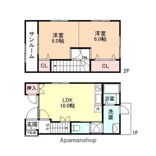 エコ・フィールズ中曽根A棟【6号室】の間取り