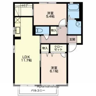 メゾンバリュージュB棟【1階】の間取り