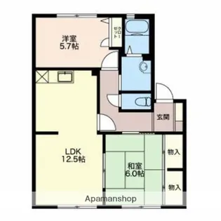 グレイスハウスB【105号室】の間取り