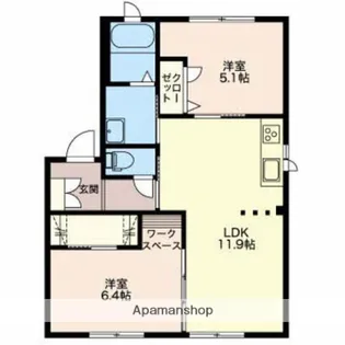 ディアスとなみⅡD【1階】の間取り