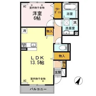 DーROOM小矢部 B棟【1階】の間取り