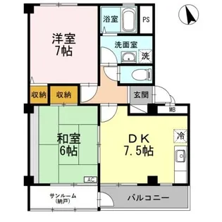 2DKの間取り画像