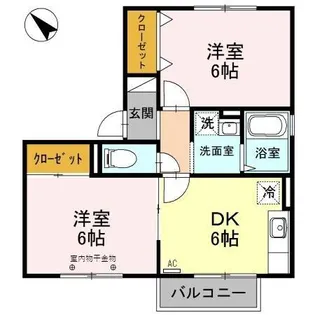 セジュール天神 B【2階】の間取り