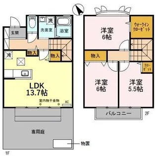 城東ペイサージュ【102号室】の間取り