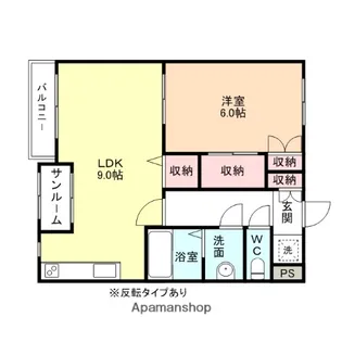 ソレイユ野村第五【102号室】の間取り