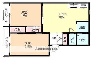 2LDKの間取り画像
