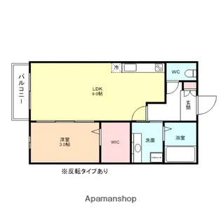 フルール・ド・ヴェール【Ⅰ307号室】の間取り