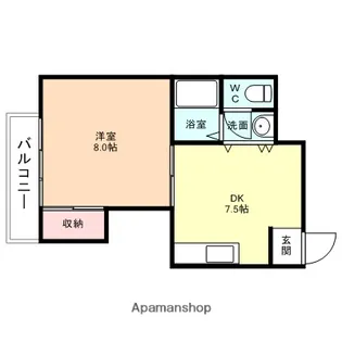 1DKの間取り画像