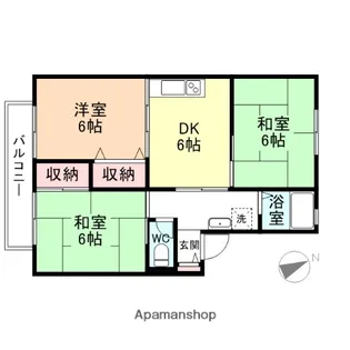 ハイカムール赤田B棟【101号室】の間取り