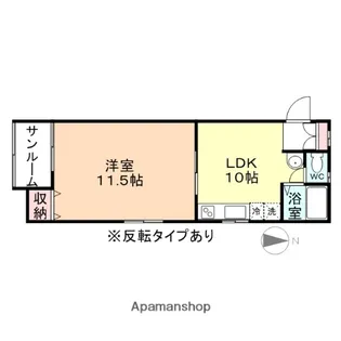 コンチネンタル鵜坂【204号室】の間取り