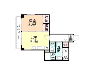 ファースト・レーベン新富町【7階】の間取り