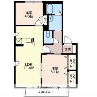 リアンデュール B棟【2階】の間取り