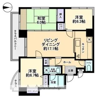 信開ベルシー黒瀬【6階】の間取り