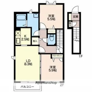 ブリリアントグリーン【2階】の間取り